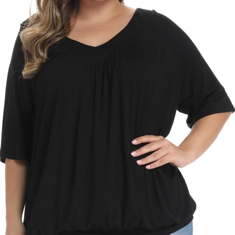 Women's Plus Size Tops Pleated V Neck
